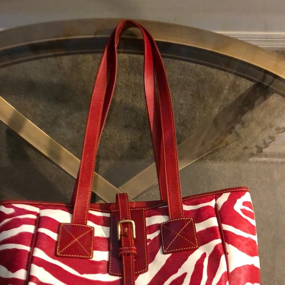 Dooney & Bourke Tote Red and White Zebra Stipe - Picture 5 of 8